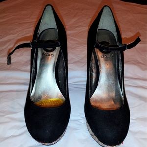 G by Guess Black embellished wedge heel Size 6.5